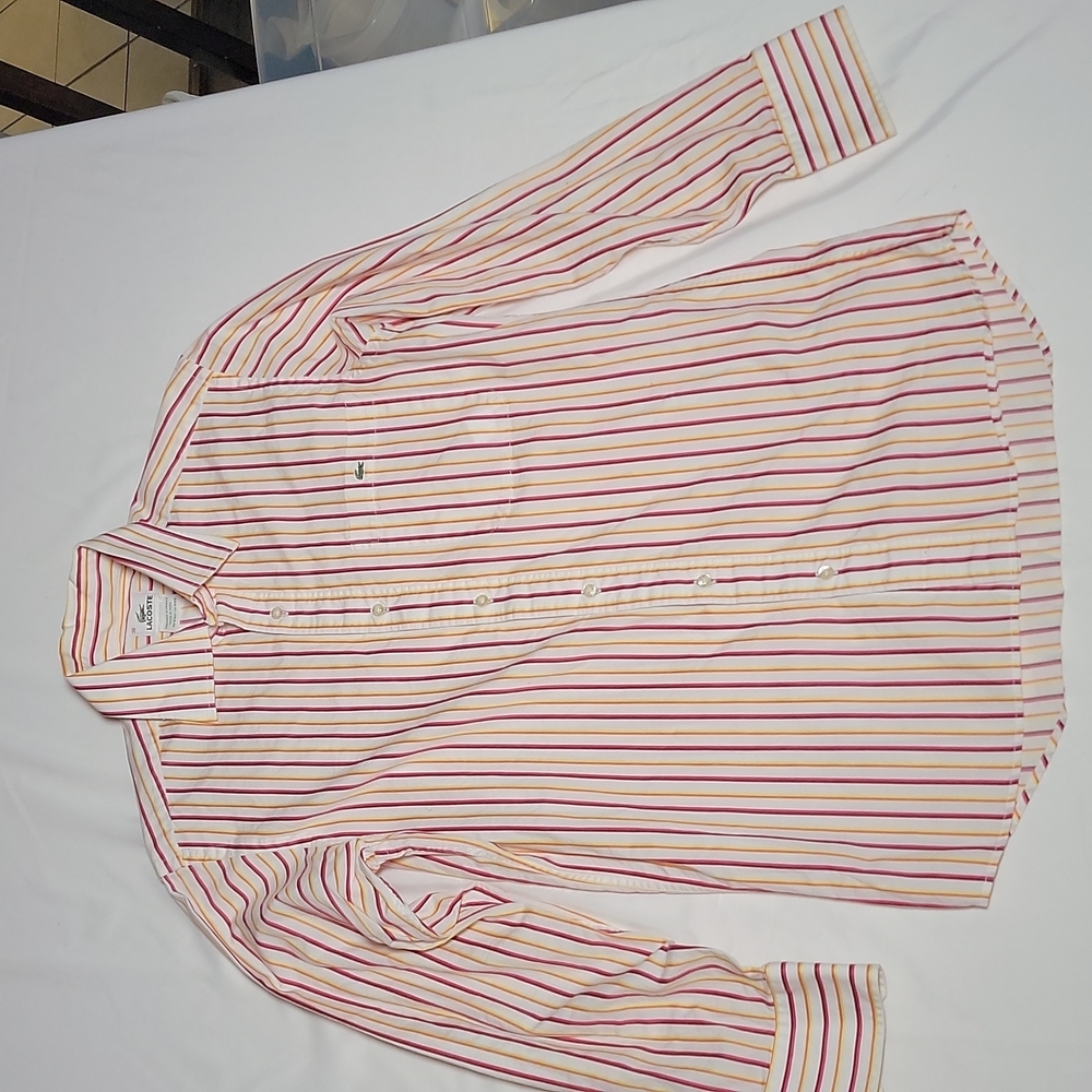 LACOSTE Mens Striped Long Sleeve Button Up